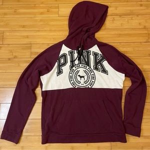 PINK HTF retro Victoria’s Secret lightweight hoodie. Front pocket; size Large.